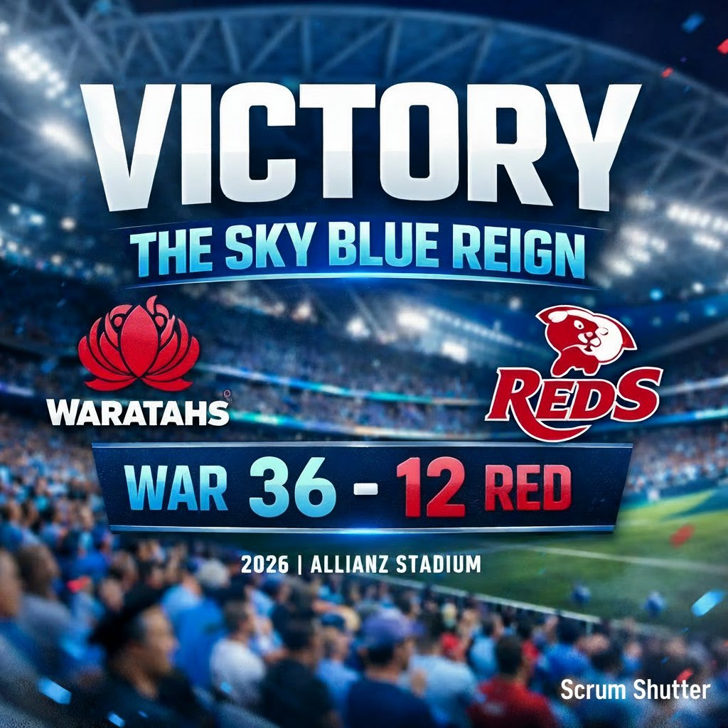 ScrumShutter's tweet image. The 2026 season is off to a flyer for the Waratahs! 🔥 they've defeated the Reds on home turf at Allianz Stadium. What a victory! 💙👏

#SuperRugbyPacific #SRP30 #WARvRED