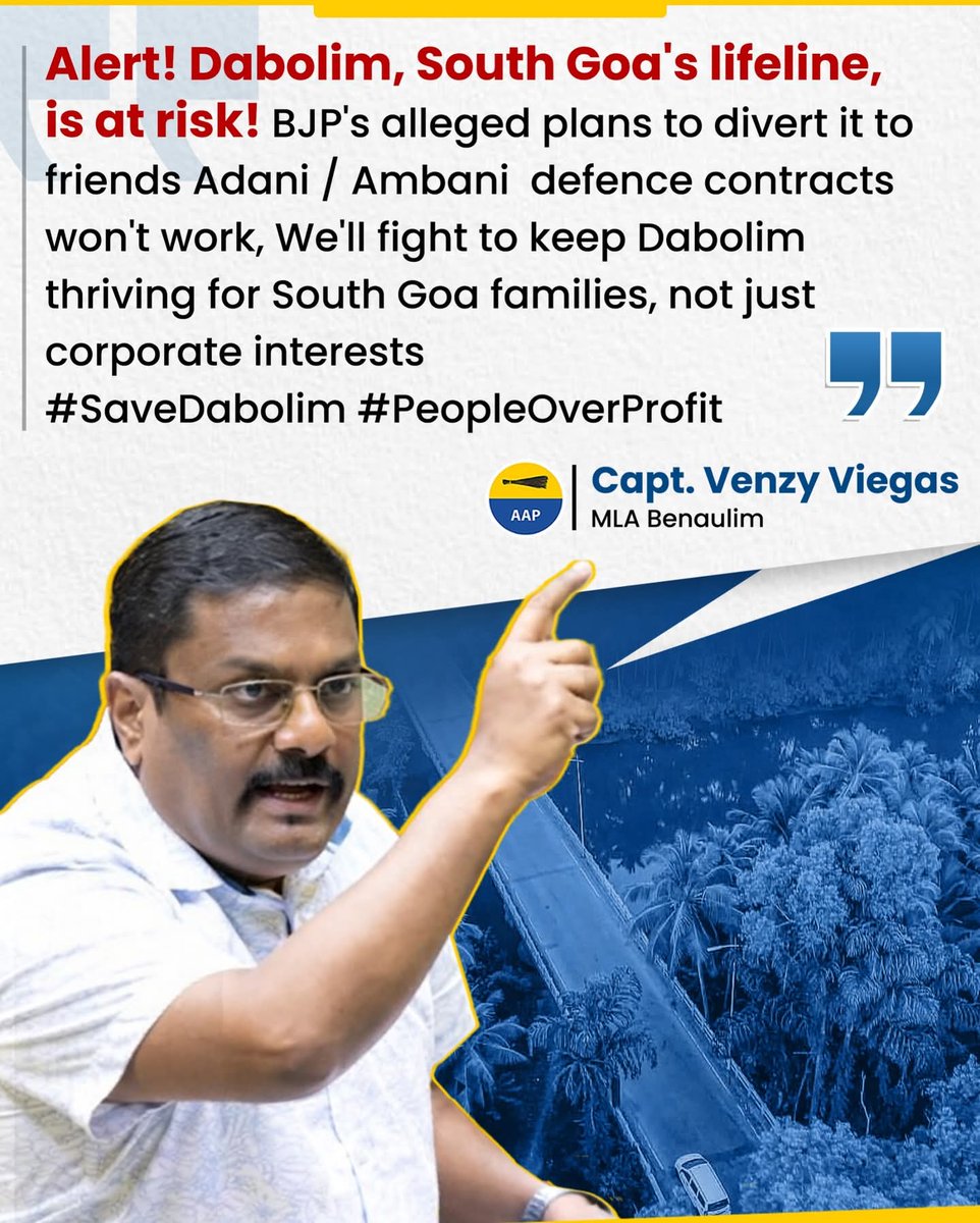 VRN_94's tweet photo. Dabolim belongs to the people of South Goa, not powerful friends. We will resist any move that hurts Goan livelihoods. #SaveDabolim #GoaFirst

#aapgoa https://t.co/vk5bmxBW6x