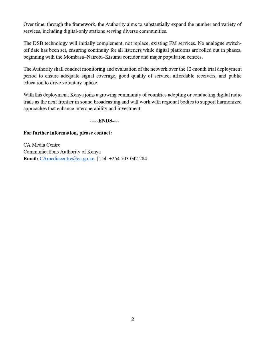 Communications Authority of Kenya (CA) tweet media