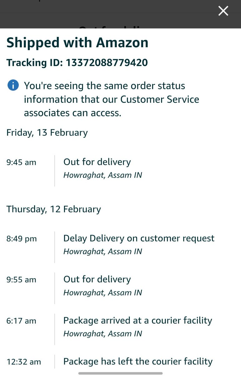 NazimRaz's tweet photo. I have been waiting for my parcel for the past 20days. The status on @amazonIN shows that the delivery was delayed at my request, which is incorrect. I have not received any call or communication regarding this matter.
Provide an update on the expected delivery date? @amazon https://t.co/Z2pNqxKhSR