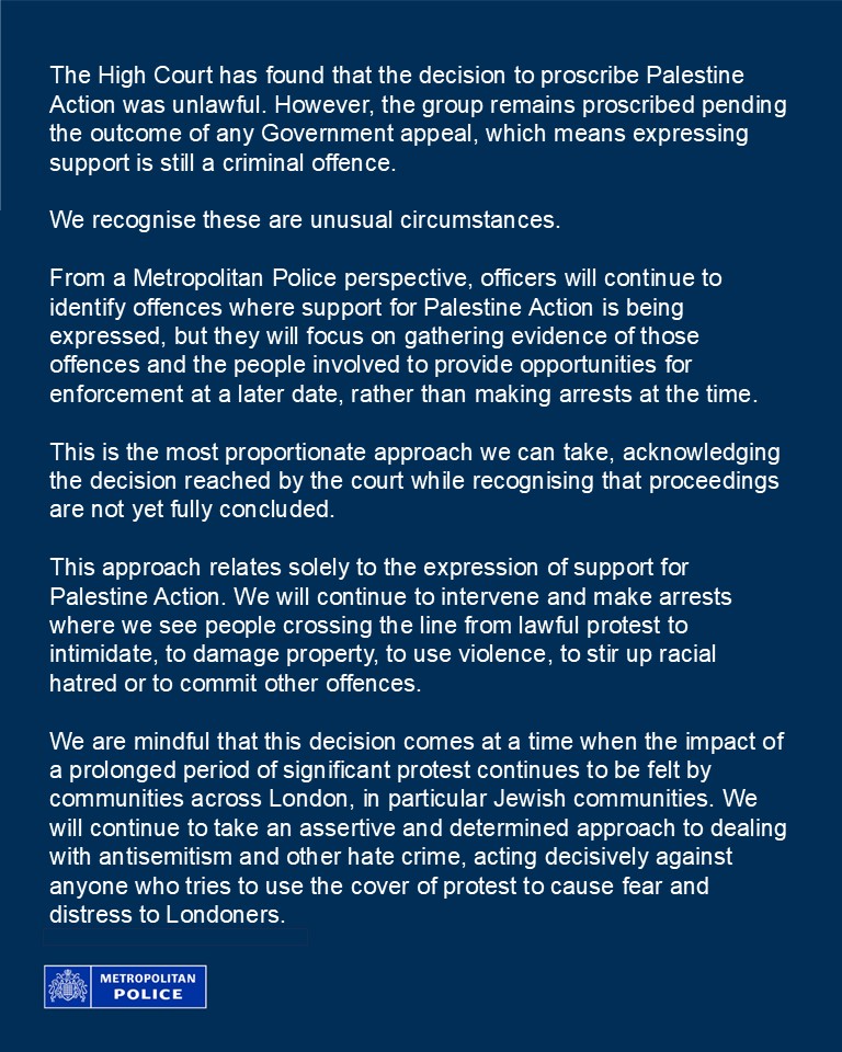 Metropolitan Police tweet media