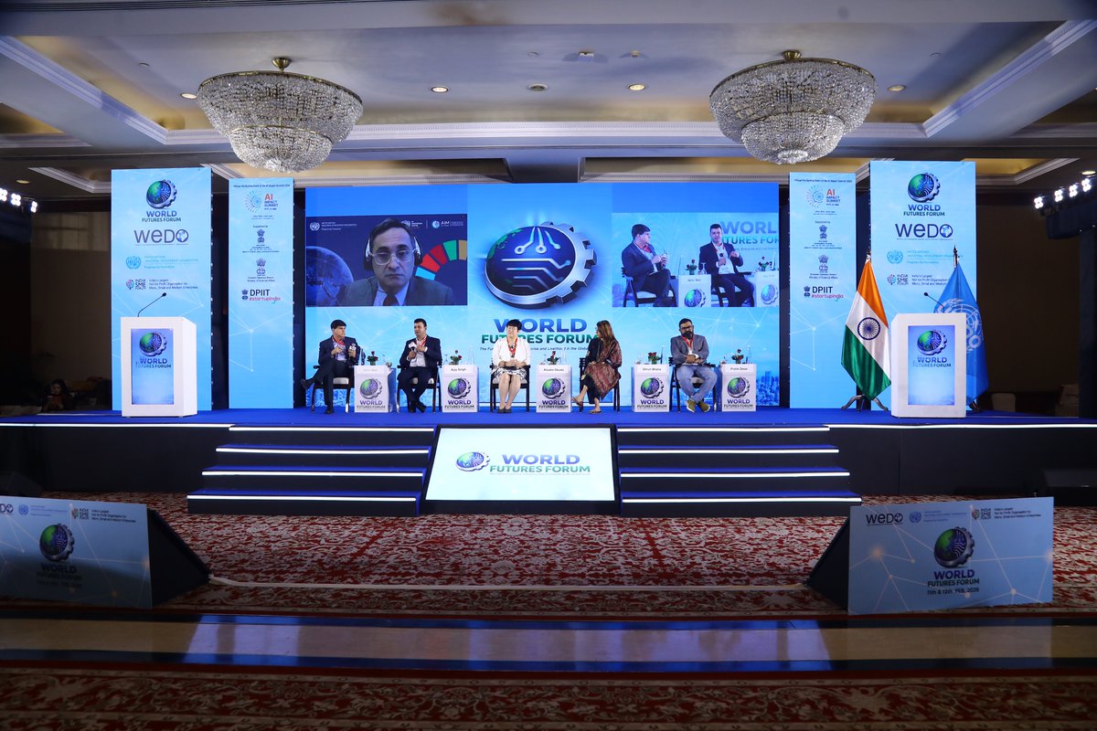 SMEForumIndia's tweet photo. UPDATES | #WFF2026

Session: AI & Digitalization for an Inclusive Digital Economy

Focus on:
• Democratizing AI for MSMEs
• Digital infrastructure & open-source tools
• Cross-border collaboration via AIM Global COEs
• South–South cooperation

Inclusive AI = Inclusive Growth.
#InclusiveAI #DigitalEconomy #MSME #WorldFuturesForum