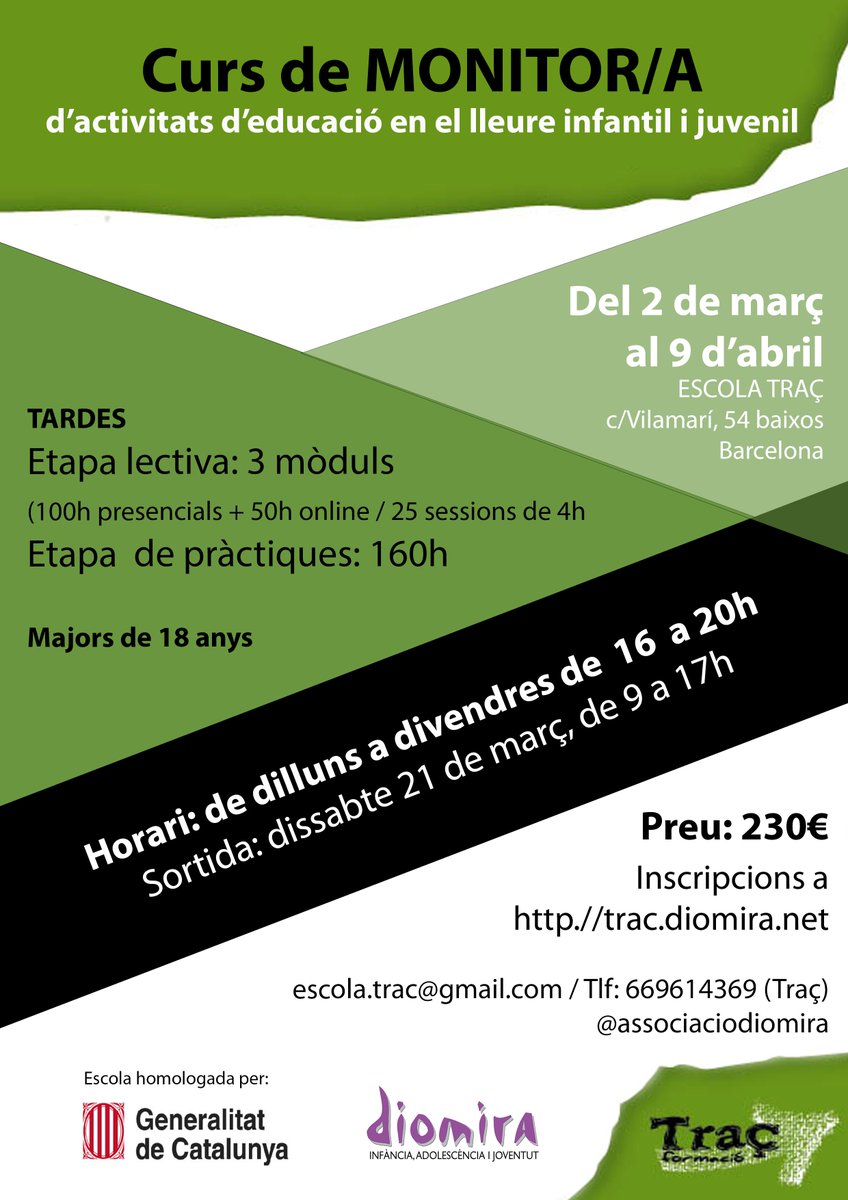 𝑽𝒐𝒍𝒔 𝒕𝒓𝒆𝒖𝒓𝒆'𝒕 𝒆𝒍 𝒄𝒂𝒓𝒏𝒆𝒕 𝒅𝒆 𝒎𝒐𝒏𝒊𝒕𝒐𝒓/𝒂 𝒅𝒆 𝒍𝒍𝒆𝒖𝒓𝒆?

APROFITA UN DELS NOSTRES CURSOS DE MARÇ!

📅 Del 2 de març al 9 d'abril
⏰ Opció matí (10-14h) o tarda (16-20h)
📍 c/Vilamarí, 54 baixos

INSCRIPCIONS I MÉS INFORMACIÓ A trac.diomira.net