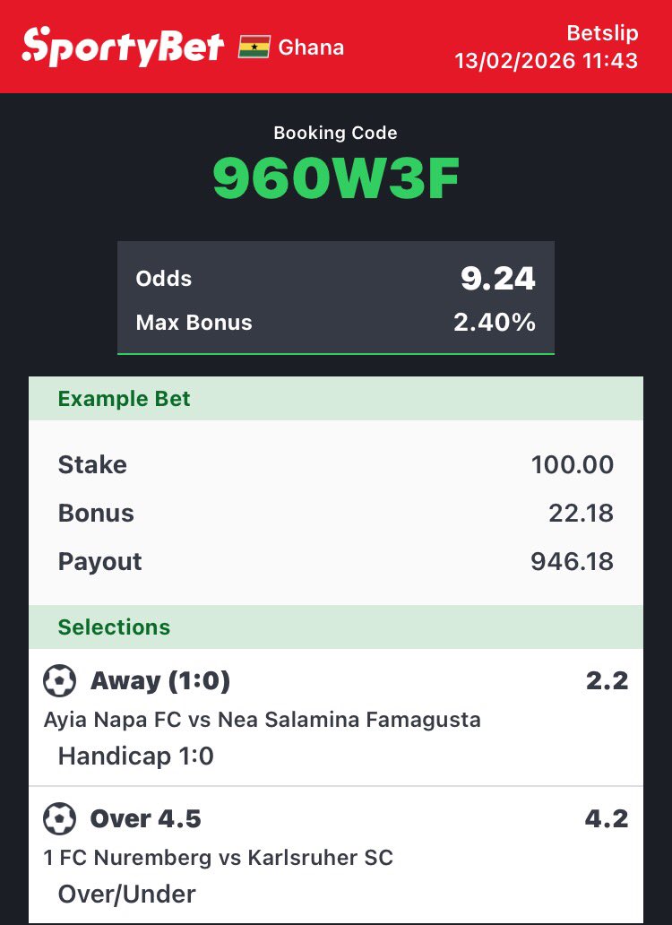ceobesttips's tweet image. GOOD LUCK 🍀 

#9Odds #foryou #sportybetGH