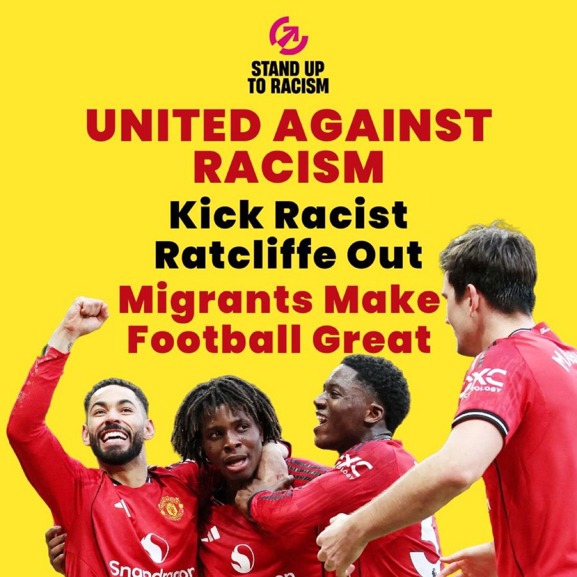 📣 Sat 14th Feb. 12noon

#ValentinesDay 

🔥 Join the protest against racist #JimRatcliffe

🔥 Assemble at United Trinity Statue.