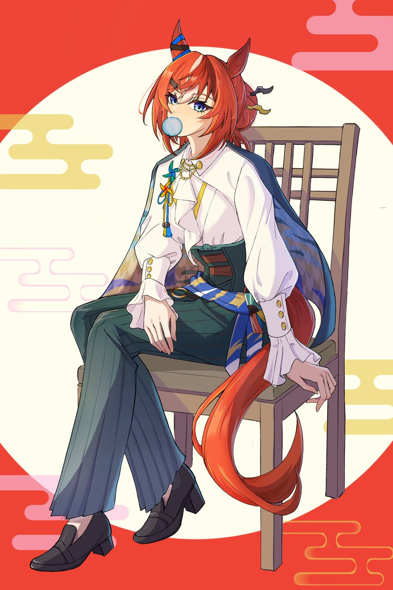 謹賀新春🧧
好希望今年還有紅包

これでお正月衣装のバブルと女帝、両方描き終えました！

The lunar new year is coming!
And now I’ve finally drew the New Year versions of both Bubble Gum Fellow and Air Groove.

#ウマ娘プリティーダービー #umamusumeprettyderby 
#バブルガムフェロー