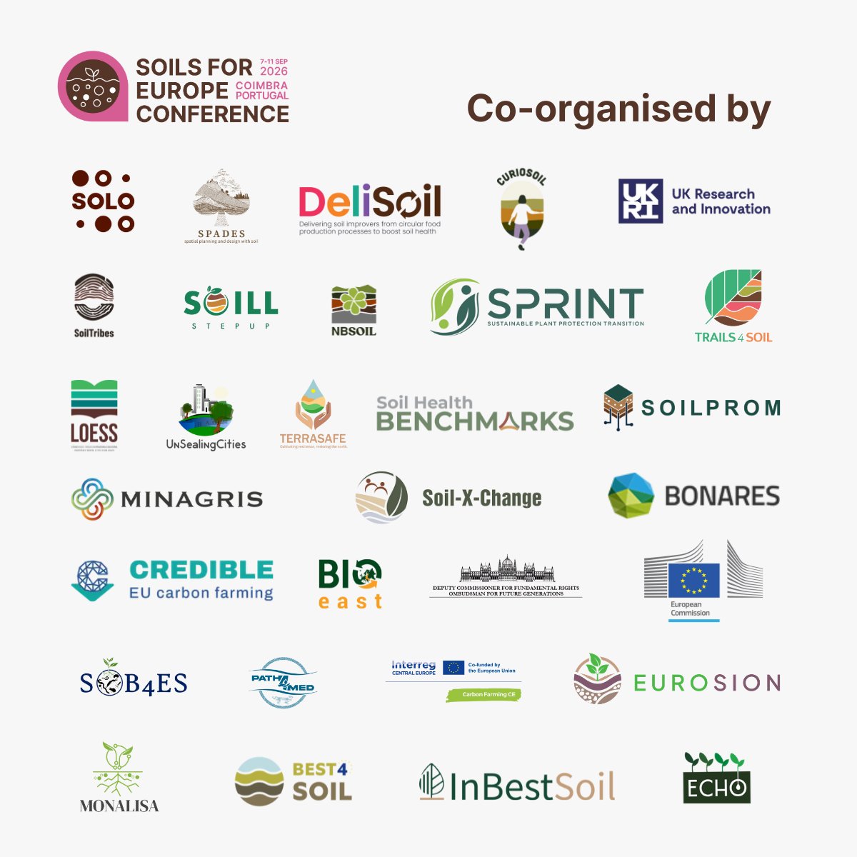 soill2030's tweet photo. 📣🌱 #CallForAbstracts now open for the Soils for Europe Conference 2026!
Researchers, policymakers, and soil experts are invited to submit oral or poster contributions on Europe's key #SoilChallenges.
🗓 Deadline: 31 March 2026
👉 Submit your abstract: https://t.co/zjIky3KnQe https://t.co/wsI9yYK4HS