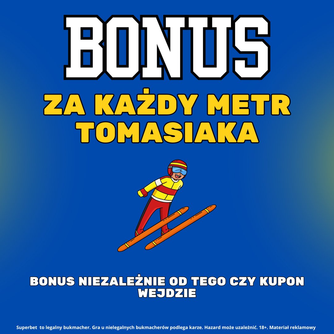 na_zielono's tweet photo. Kacper Tomasiak znowu zaskoczy? Promka dla nowych + konkurs 😃

1 zł za każdy metr Kacpra w tym konkursie dla nowych graczy w Superbet. Bonus wpada na konto niezależnie od kuponu: https://t.co/JfdwhSALjE

▶️ Podaj w komentarzu miejsce Kacpra Tomasiaka w dzisiejszym konkursie
🎁 2 x 50 zł freebetu 
💚 Zostaw lajka, obserwację i RT 

Przy dwóch takich samych odpowiedziach działa zasada kto pierwszy ten lepszy.
