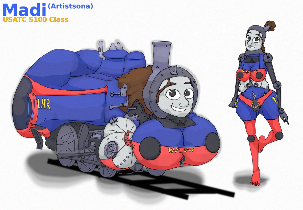 MutagenicMaiden's tweet photo. train lady choo choo

we're train aut!sts n to celebrate the new thomas game we posting our train OC in a thomas-y style. shes supposed to be cheesecake-adorable n flirty-cute ...but adding the adult labels since shes technically nude n very endowed xD  yes we get even weirder https://t.co/sL5tCUy6Q5