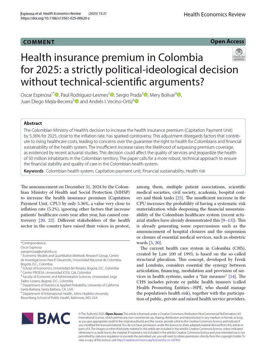 andresvecino's tweet photo. ¿Recuerdan la discusión sobre el artículo de BMJ?

Bueno. Pues este artículo de Espinosa y otros, revisado por pares, en una revista Q1 dice exactamente lo mismo.

Vamos a ver como tapan el sol con un dedo.

https://t.co/lspaQiYV0A https://t.co/Srrp40xs3L