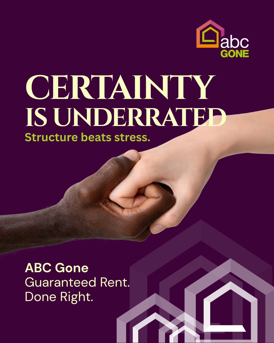 Abc_Gone's tweet photo. Certainty is underrated.
Structure beats stress.

Guaranteed Rent should mean predictable income and proper systems — not guesswork.

ABC Gone. Guaranteed Rent. Done Right. https://t.co/aL7GDsa5Du