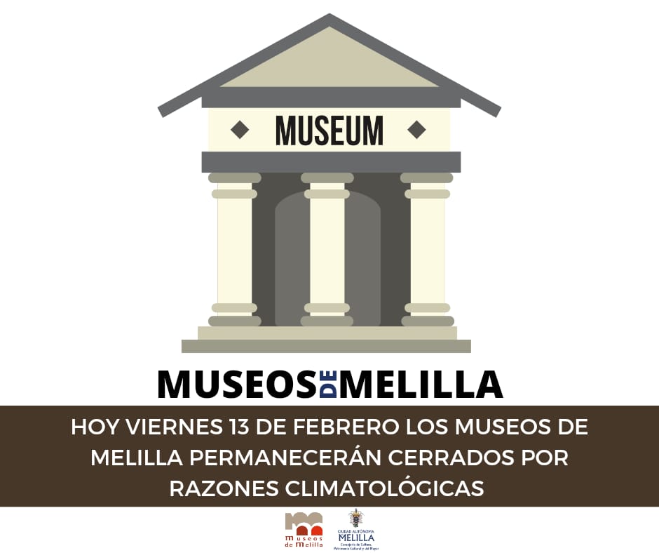 ‼️ HOY VIERNES 13 DE FEBRERO LOS MUSEOS DE MELILLA PERMANECERÁN CERRADOS POR RAZONES CLIMATOLÓGICAS