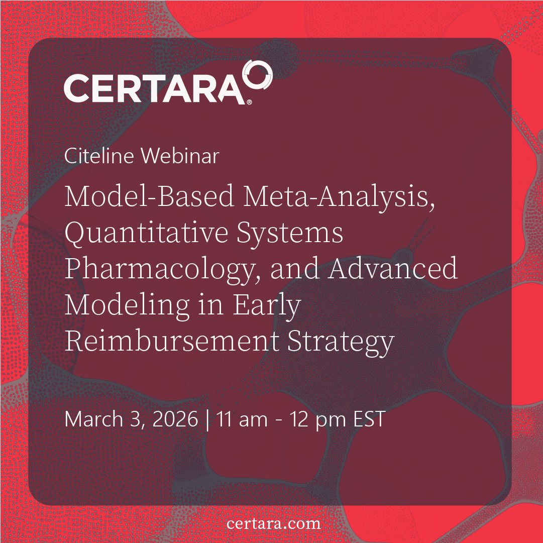 Certara's tweet photo. Phase 3 trial design can make—or break—reimbursement success.
Join this Certara–Citeline webinar to see how advanced modeling helps align Phase 3 studies with payer expectations before it’s too late.

Register:
https://t.co/5TJ4yIXP9A

#ClinicalDevelopment #EvidenceGeneration https://t.co/OeN3eG3Fg7