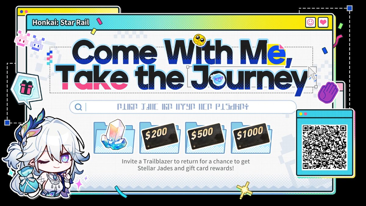 MichellXM's tweet photo. Invite returning Trailblazers to link up with your invitation code and log into the game to win Stellar Jades, gift cards, and other surprise rewards https://t.co/LVsM320LJk