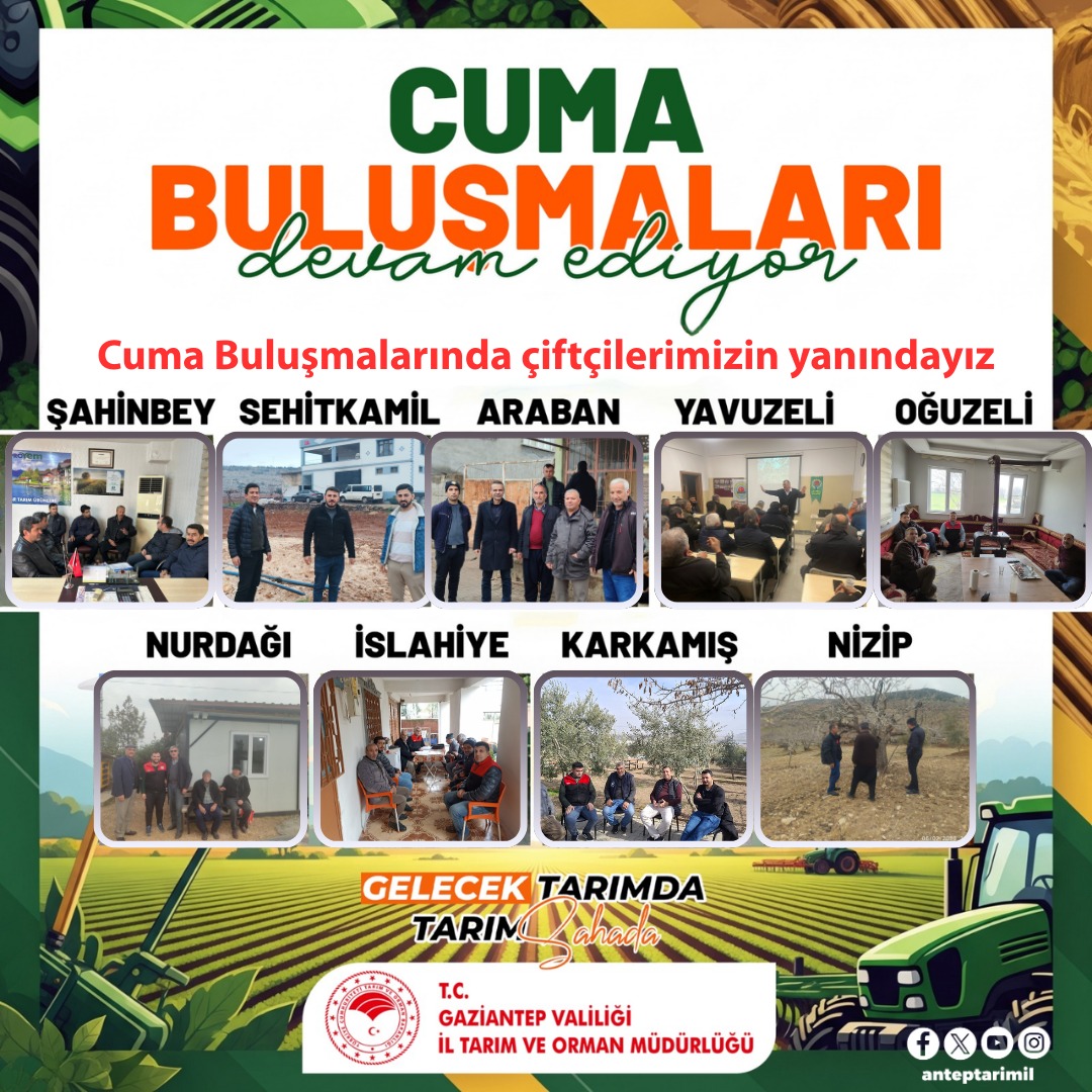 Geleneksel Cuma Buluşmalarımızda 
Üreticilerimiz ile bir arada olmaya devam ediyoruz. 

<a href="/TCTarim/">T.C. Tarım ve Orman Bakanlığı</a> <a href="/ibrahimyumakli/">İbrahim Yumaklı</a> <a href="/tobeydb/">Eğitim ve Yayın Dairesi Başkanlığı</a> <a href="/ibrahimsaglam46/">İbrahim SAĞLAM</a>
