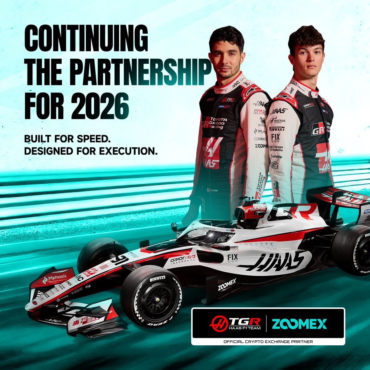 ZoomexOfficial's tweet photo. Two worlds. One standard of competition. 🏁 
In elite motorsport, every gain is earned under transparent rules.
In trading, it should be no different. 📊 

Zoomex enters a second season of partnership with @HaasF1Team — united by a belief in fair, verifiable, and rule-based competition. 🤝 
Built for speed. Designed for execution.

Find more: https://t.co/WkPLEVA9KW

#Zoomex #HaasF1Team #FairCompetition #FairTrading #Transparency