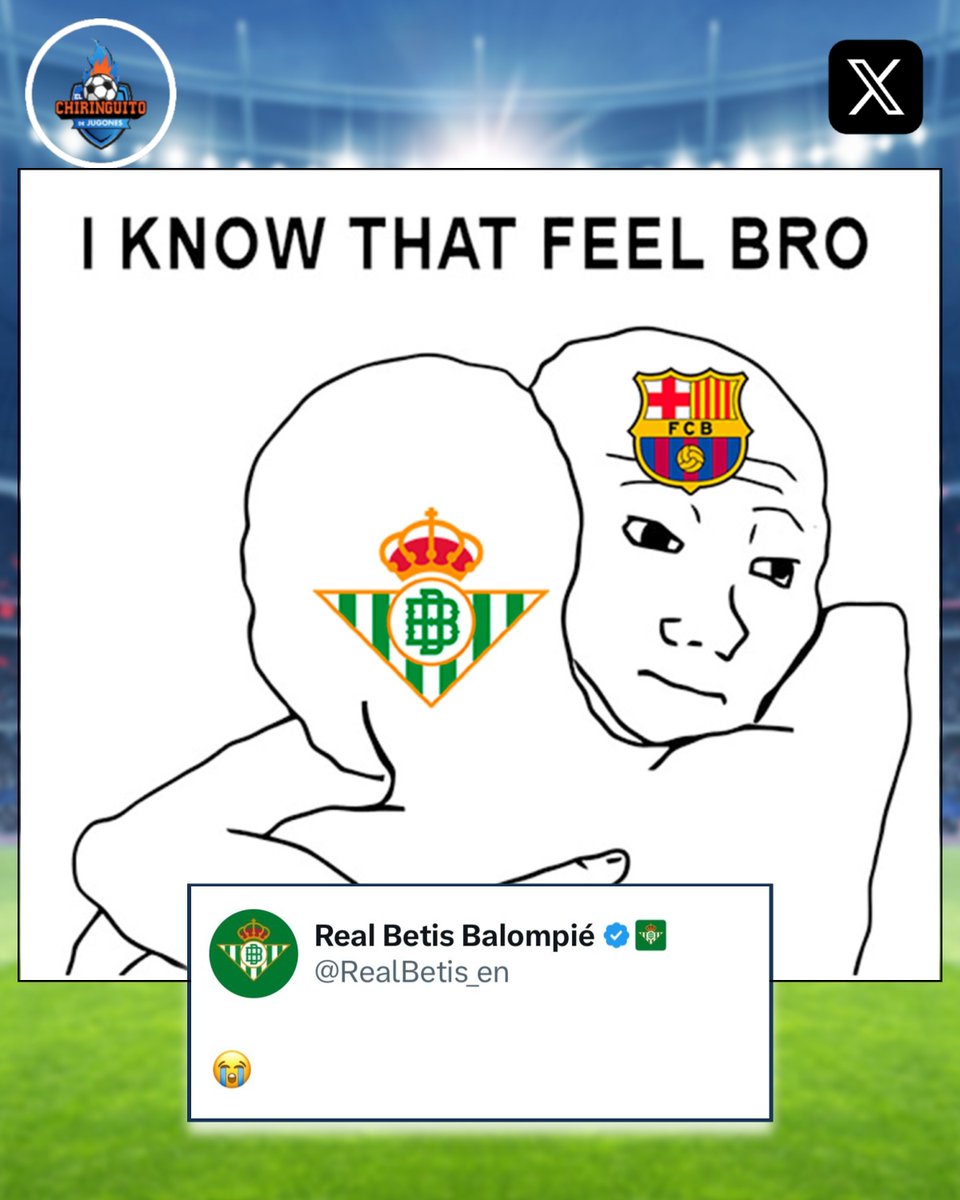 📲 El 'vacile' del Betis al Barça tras la goleada en el Metropolitano:

😭 "Sé cómo te sientes".

🔙 El club bético perdió 0-5 ante el Atleti en 'cuartos' de #CopaDelRey.
