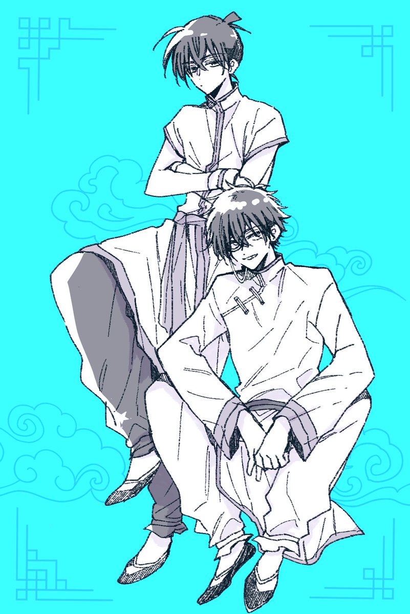 チャイナ服描きたかったのと快斗にも着せたかったので久しぶりのらくがき🙇
