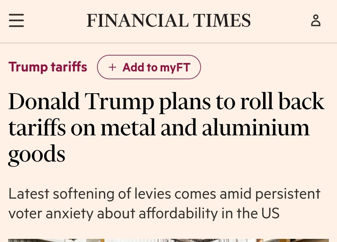 scottlincicome's tweet image. BOMBSHELL @FT scoop: Trump admin mulls cutting steel/aluminum tariffs bc these taxes 1) raise US prices; 2) are insanely complicated; 3) had other unintented consequences (incl lobbying).

They're admitting, in other words, that gravity exists. Good.