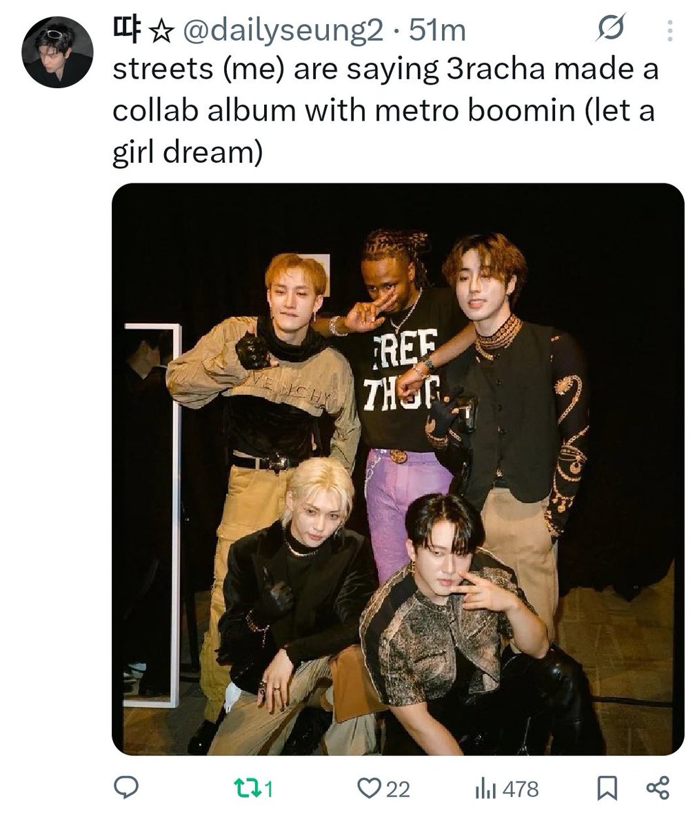 chaconneyjw's tweet photo. 3racha x bbno$
3racha x metro boomin
3racha x kendrick lamar
3racha x bad bunny

and the list goes on https://t.co/QnJMevvNbr