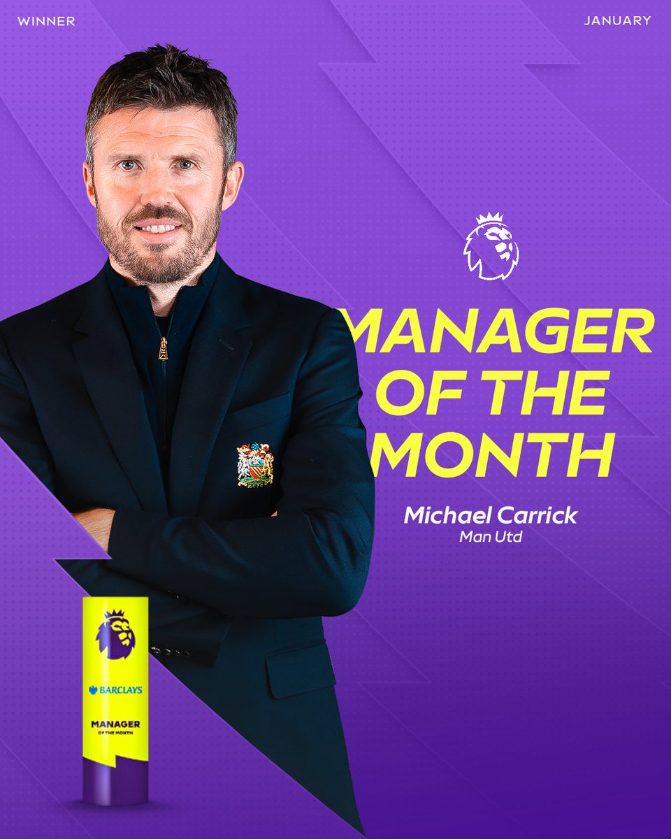BREAKING: Michael Carrick has been named the Barclays Manager of the Month for January 👏🏆