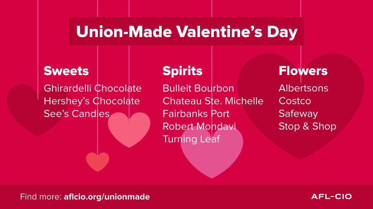💝 This is a friendly reminder that Valentine's Day is just a day away, but also a reminder to look for Union-Made products when you're trying to impress that special someone! #affisupports