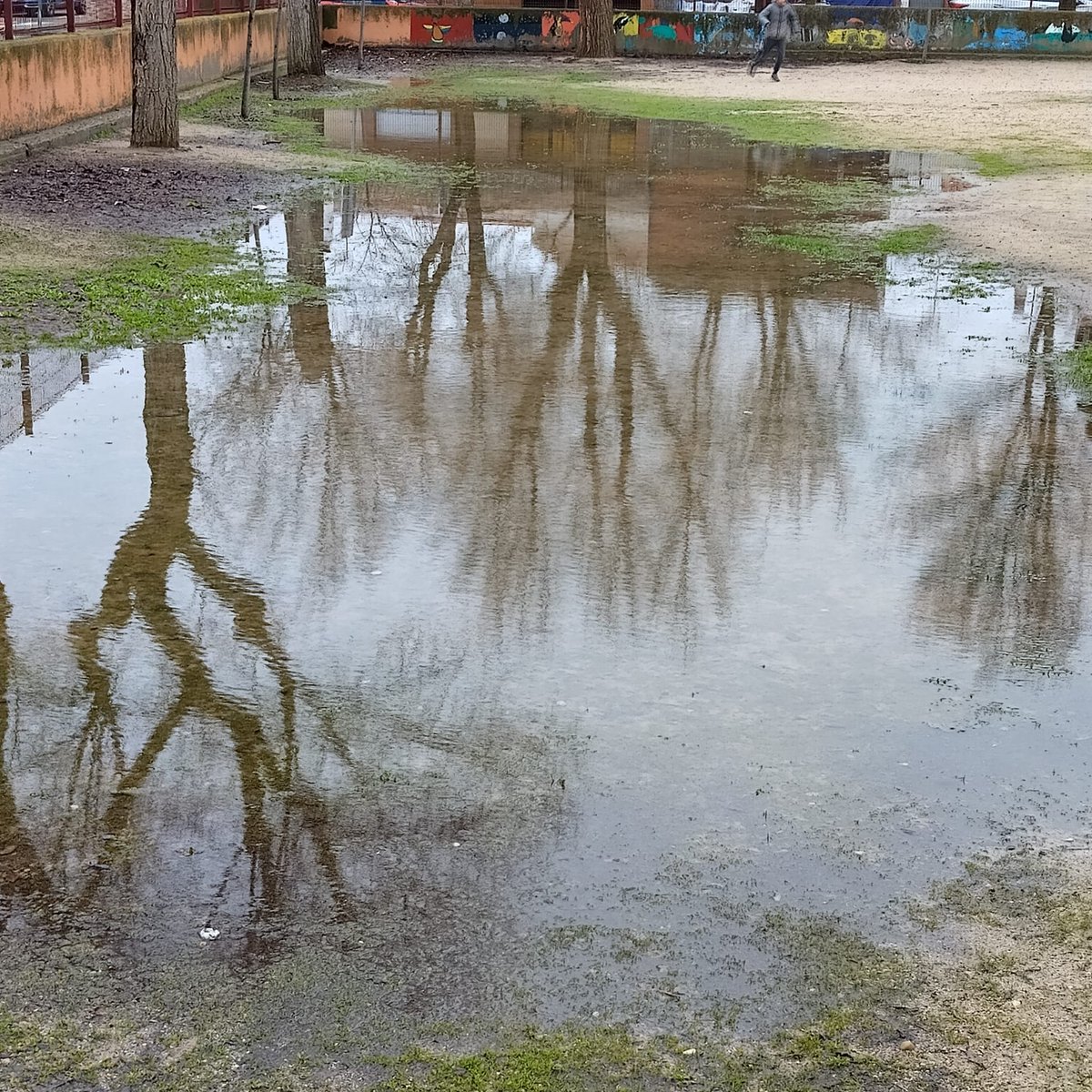 En el día en que deberíamos estar celebrando el carnaval tenemos los patios poco practicables. Esperamos que remita el temporal y podamos volver a la normalidad, empezando por celebrar el carnaval el lunes y siguiendo con el uso habitual de los patios.