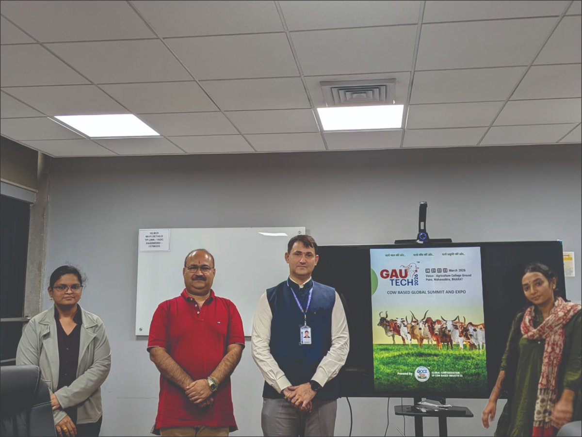 Gautechexpo's tweet photo. ✨GauTech Expo 2026 Update✨
Today, Gavyasiddh Shri Amitabhh AK Bhatnagar, Director - GCCI met Prof. Shri Jai Sankar ji at IIT - Hyderabad and discussed with him on GauTech 2026.
#gautech2026 #gautech #gau #cowbasedeconomy #gcci #toredofairs #pune #gauseva #pune2026 #gauexpo2026 https://t.co/3vdsmf8gA6
