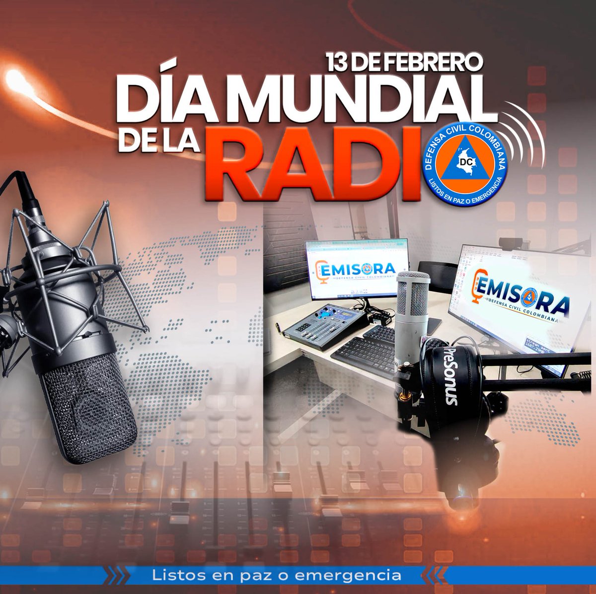 ¡Día Mundial de la Radio! 📻 "Un siglo informando y educando."

Sintoniza la Emisora <a href="/DefensaCivilCo/">DefensaCivilColombia</a>. Infórmate sobre:
Gestión del Riesgo🚨, Acción Social❤️ y Ambiente🌳.

Reporta tu sintonía al WhatsApp: 3164953454.

🔗 apps.defensacivil.gov.co/home/efeba26d0…

#ComprometidosConColombia