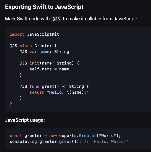 swiftwasm's tweet photo. 🚀 BridgeJS is here!
A brand-new JS ↔ Swift bridge just dropped, and it's insanely faster than the existing mechanism!

⚡ Microbenchmarks show it's ~40× faster than the existing mechanism
📦 Import directly from TypeScript type definitions
👉 https://t.co/m5ataJYg99 https://t.co/vx9ekkYYJ4