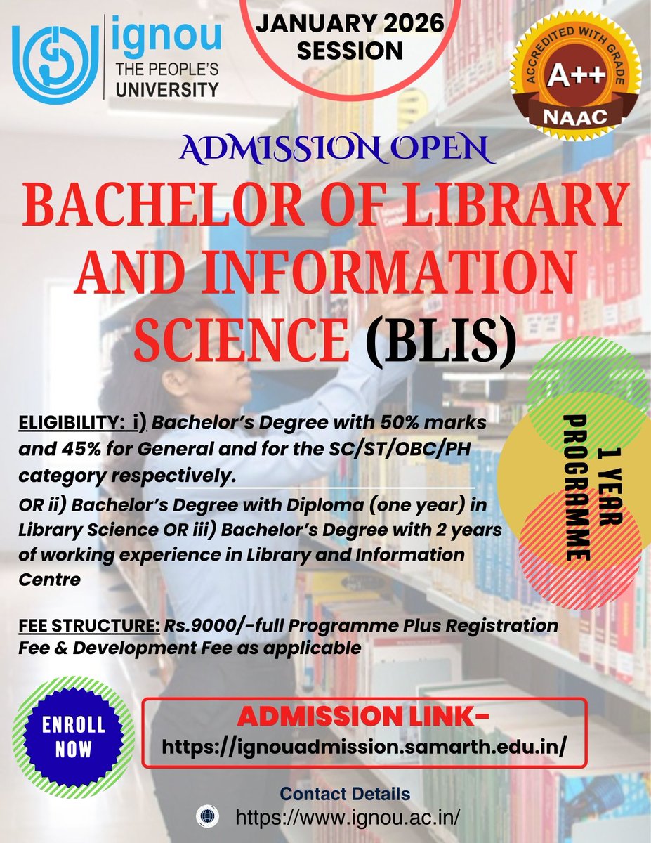 Fresh Admission Link:
ignouadmission.samarth.edu.in