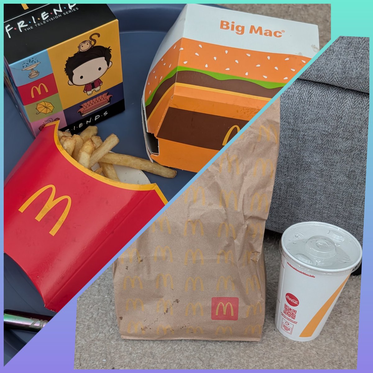 Goody27shoes's tweet photo. @McDonaldsUK 
Rather disappointed with my "friends" themed meal. The only thing friends themed was the figure I got #ross 
30 years a Friends fan, not a  fan of the themed meal sadly. https://t.co/Y2v6Za721e