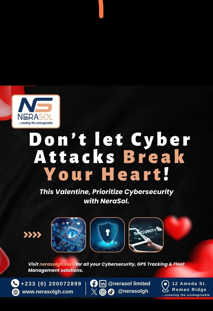 isaacgyan77's tweet photo. @nerasolgh
Love More, Worry Less while Nerasol Cyber Security solutions work for you this Valentine's Day.
#nerasolgh #CyberSecuritySolution #FleetManagement #ValentinesDay2026
#Zoomliondeywork https://t.co/OK6VjOhsfu