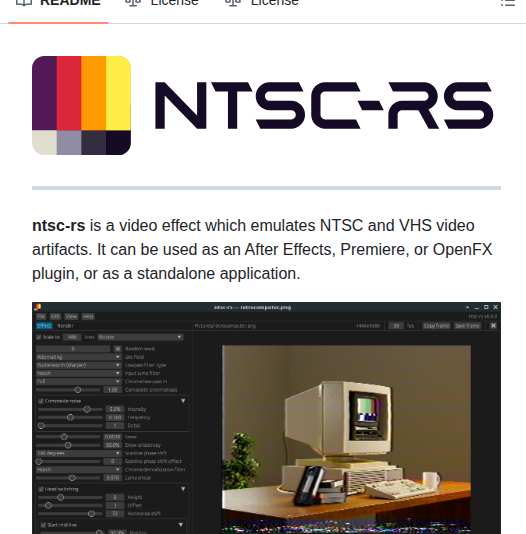Emulates NTSC and VHS video artifacts

github.com/ntsc-rs/ntsc-rs