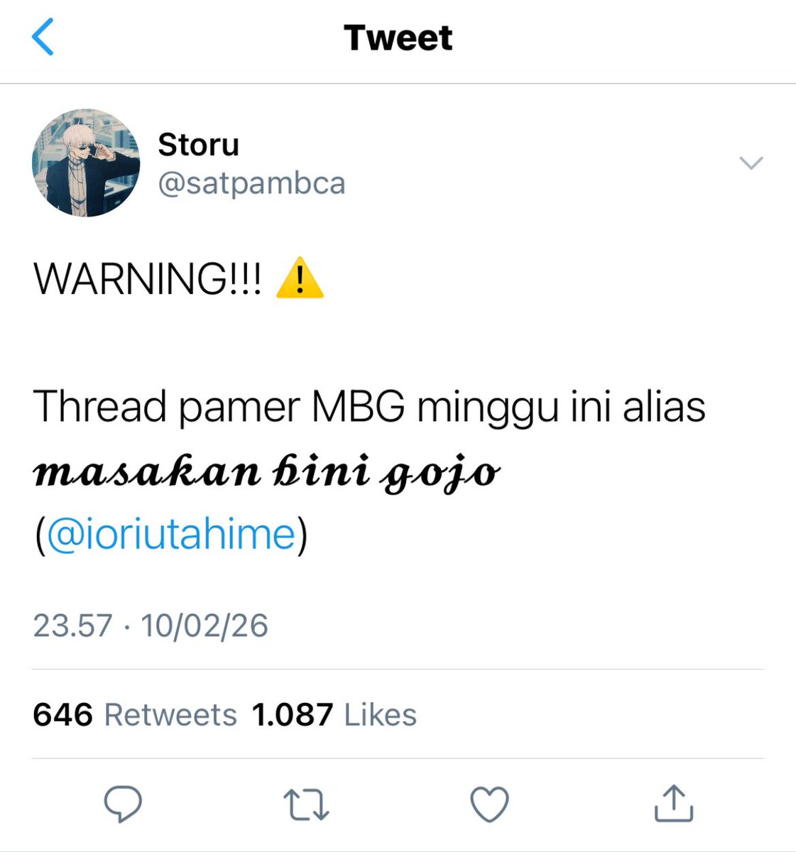 iwafilms's tweet photo. #gojohime udah saatnya gojo pamer MBG (masakan bini gojo) ke seluruh dunia) https://t.co/H8DlKUT0KI