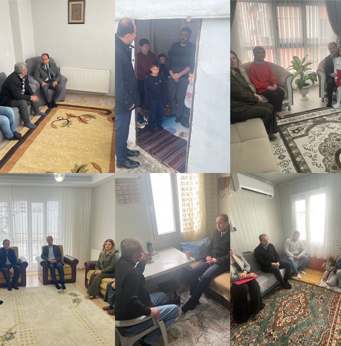 Kaymakamımız Hasan Hüseyin Uzan, asrın felaketi 6 Şubat depremlerinde yakınlarını kaybeden haneleri ziyaret ederek acılarını paylaştı. Ziyaretlerde, devletimizin tüm imkânlarıyla vatandaşlarımızın yanında olmaya devam edeceğini ifade etti.