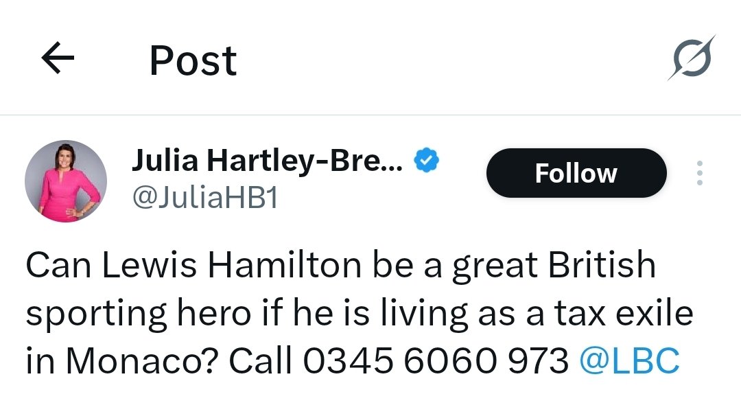 Jullia is now defending Jim Ratcliffe and his tax affairs. But she had this energy for Lewis Hamilton when he moved to Monaco.