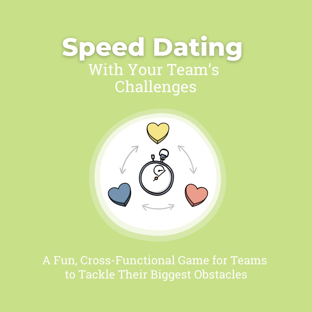 Speed Dating with your team's challenges is a playful team activity that turns organizational headaches into opportunities to collaborate, challenge mental prowess, and brainstorm new perspectives on old problems. 

Tap below to learn how to play! 👇

agile42.com/en/blog/speed-…