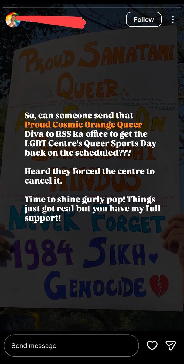 Sanatani Queers can you go tell RSS that Hindusim is the most inclusive religion

And if you can't,
Go fuck off you chickens at KFC

🏳️‍🌈🏳️‍🌈🏳️‍🌈🏳️‍🌈🏳️‍🌈