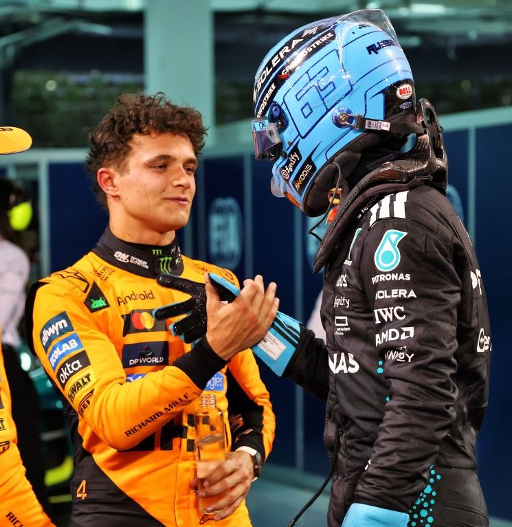 george agreeing with lando’s statement: 

“..as lando said, we're privileged to be in this position. and in all honesty, i just want to win. i guess for a driver who's won quite a bit recently, you do just want to have the best car and the most fun cars to drive. so yeah