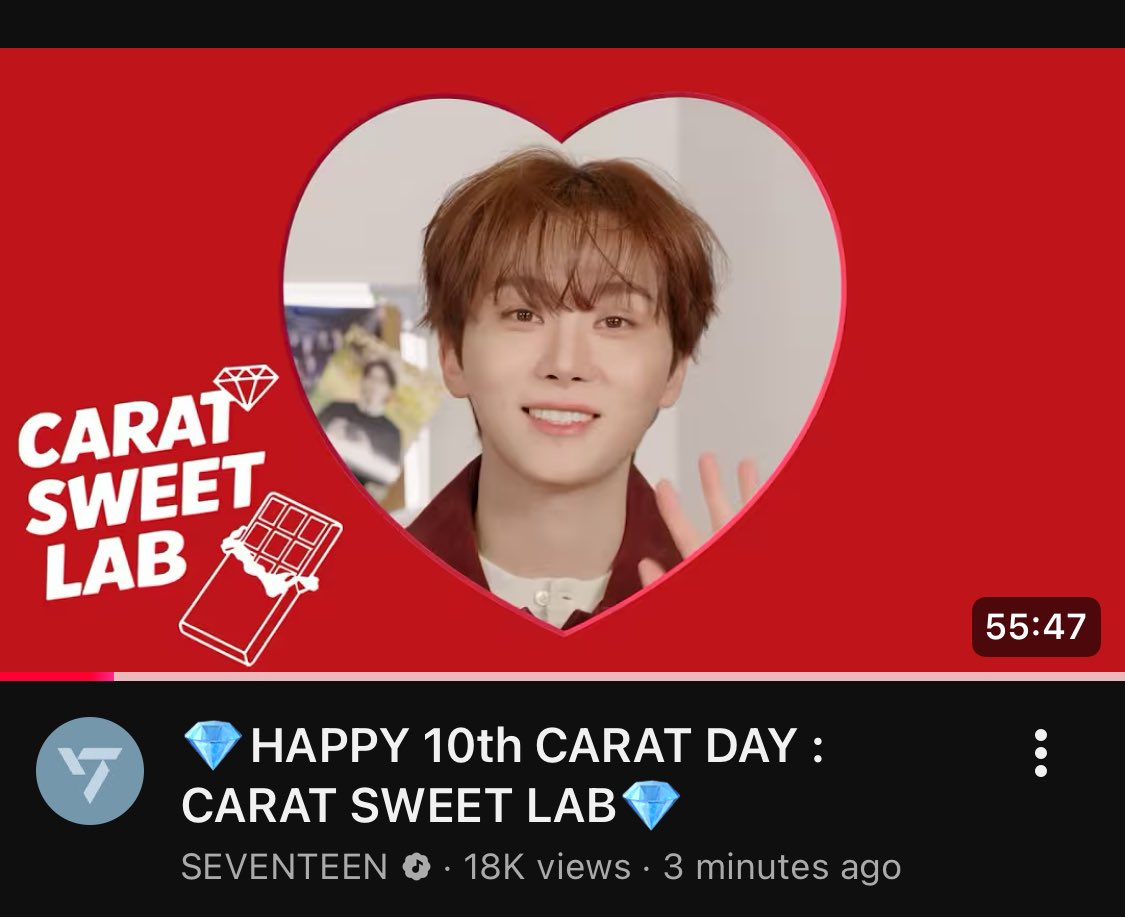 the thumbnail!! he's so baby girl coded

A DECADE IN CARATLAND
#캐럿_10살생일_세븐틴과함께해
#10YearsAsCARATsxSVT
<a href="/pledis_17/">세븐틴(SEVENTEEN)</a>