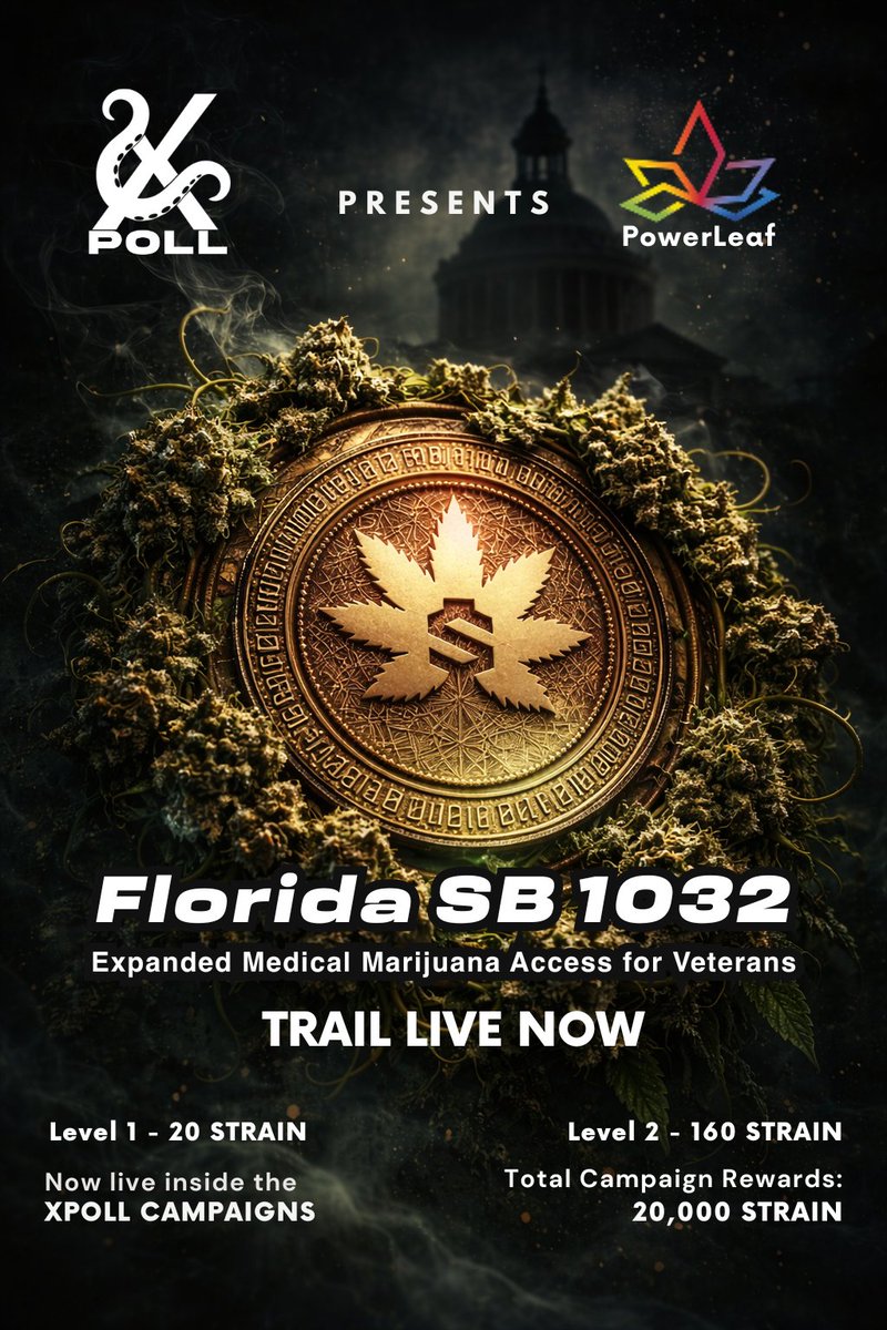 xpollplatform's tweet image. 🌿 Trail Live Now — Florida SB 1032 (Veterans + Medical Access)

Florida SB 1032 puts a real question on the table: how should medical marijuana access evolve for veterans — and what does “better access” actually look like in practice? 🇺🇸⚖️

XPOLL x PowerLeaf is collecting