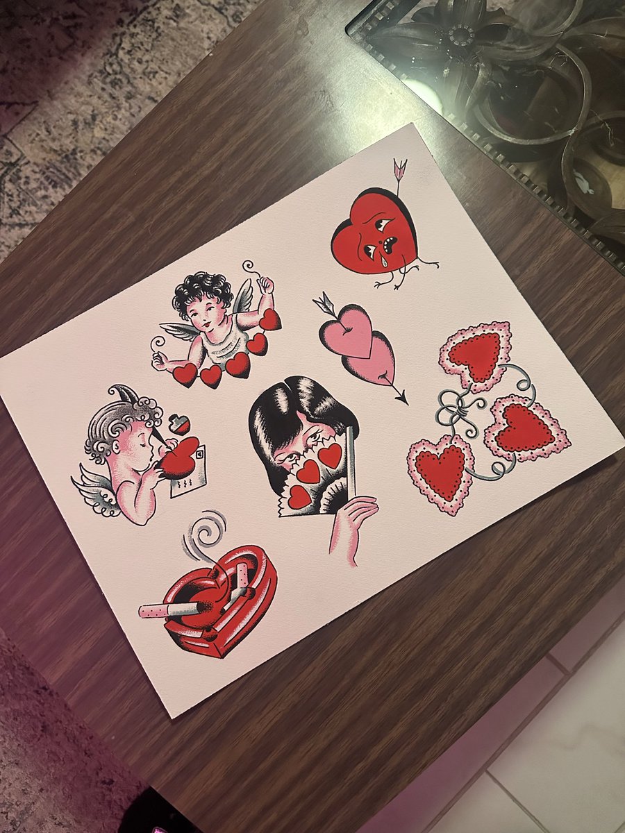 GM! Valentines Flash for today at Electric Love Tattoo ❤️