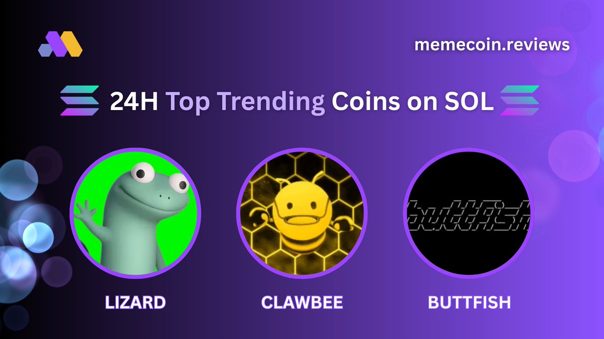 🔥24H Top Trending Coins on $SOL  

Which one are you watching?    

$LIZARD Market Cap: $261K

$CLAWBEE Market Cap: $17k  

$Buttfish Market Cap: $533K