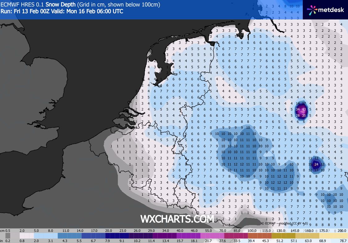 Nog een plaagstootje van de winter. Verwacht sneeuwdek maandagochtend. Komt er nog meer kou? ronsweer.nl