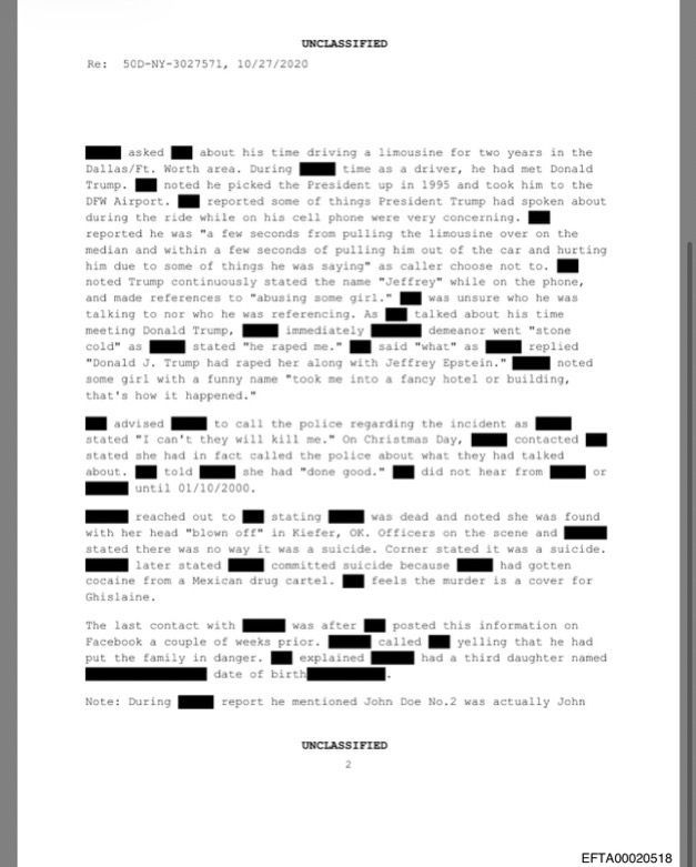 allenanalysis's tweet image. 🚨 NEW: Newly released FBI intake documents show a witness told federal authorities that a young woman said she was raped by Trump and Epstein before later being found dead.

The DOJ never interviewed the witness.