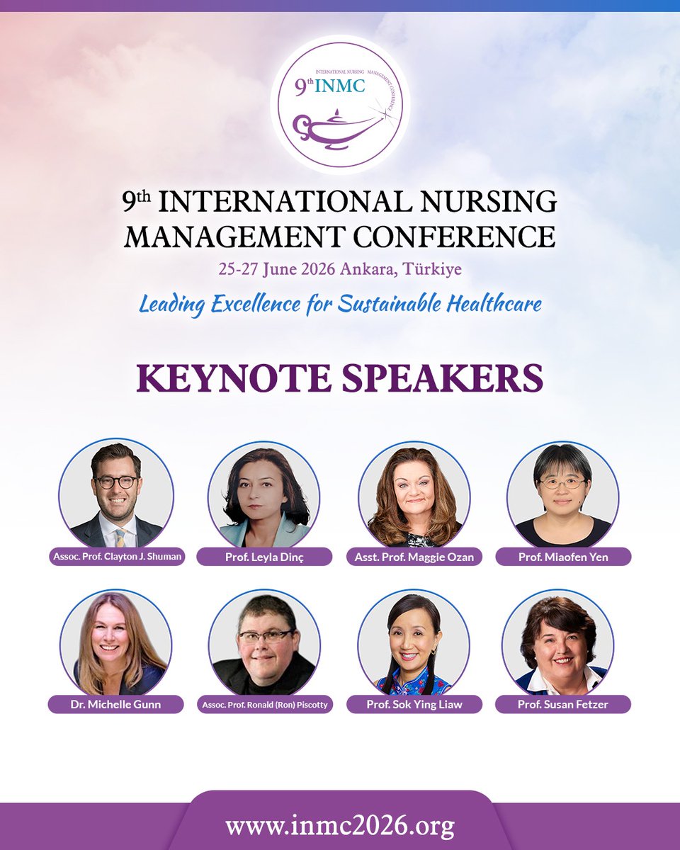 INMConference's tweet photo. We are proud to announce our distinguished speakers for the 9th International Nursing Management Conference! Please note that abstract submission remains open until March 31, 2026! https://t.co/NisHWkSPCH