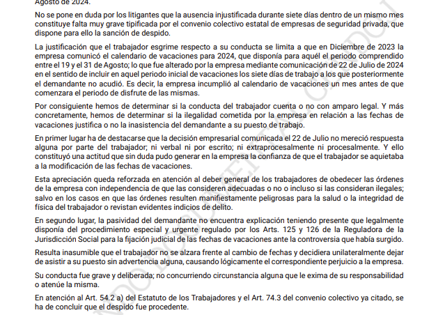 ¡Importante! (sobre todo por lo que luego se escucha a tik tokers varios). Si la empresa te deniega vacaciones, no puedes "autoconcedértelas" (ni siquiera aunque la empresa haya incumplido la normativa). Si lo haces, despido procedente (STSJ País Vasco de 13 de enero de 2026)