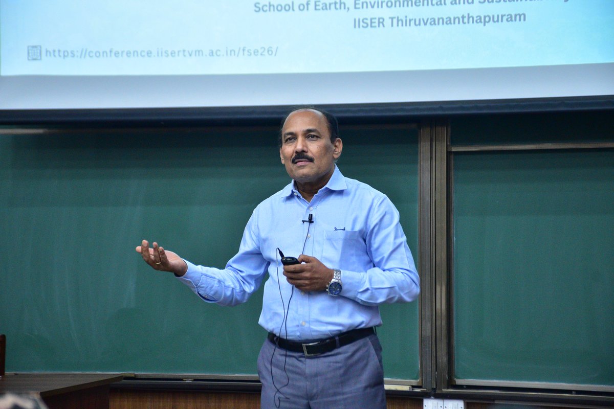 tvmiiser's tweet photo. The 3rd Frontiers Symposium in Earth, Environmental and Sustainability Sciences (FSE 2026) officially commenced today with opening remarks by Prof. J. N. Moorthy, Director- IISER TVM. 
FSE 2026 highlights groundbreaking research addressing the most pressing challenges in climate change and sustainable development.
@EduMinOfIndia @PIB_India 
#FSE2026  #FrontiersInEarthScience #SustainableFuture #ClimateChange #SEESS
