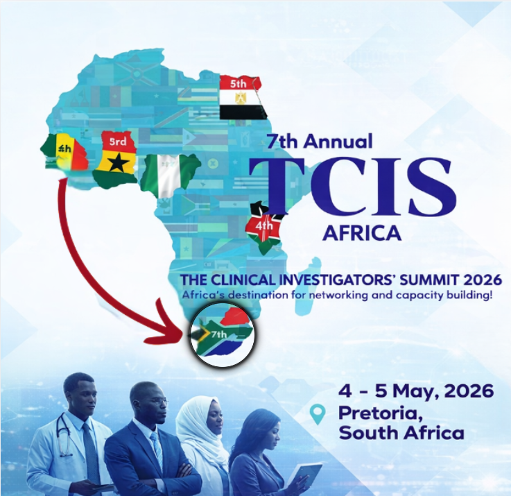 SACRA_SA's tweet photo. 🚨 Summit Alert! 🚨
TCIS AFRICA 2026 – 7th Edition 

📅 4–5 May 2026
📍 CSIR International Convention Centre, Pretoria, South Africa

#TCISAfrica #ClinicalResearch #AfricaRising #GlobalHealth #ClinicalTrials
#InvestigatorVisibility #AfricaResearch #CapacityBuilding #Collaboration https://t.co/r8CnnVHYAi